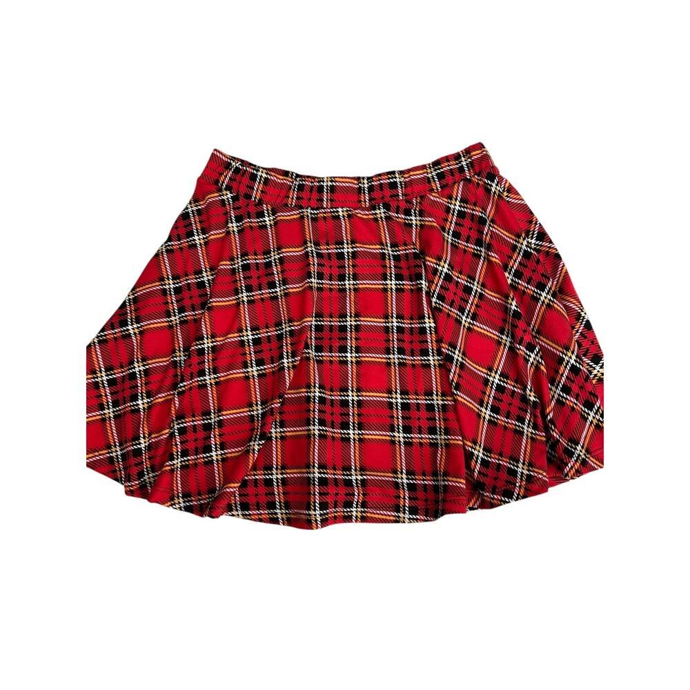 Ginger G Skirt Womens Size L Red Plaid Skater Mini School Girl 90s‎ Y2K Clueless